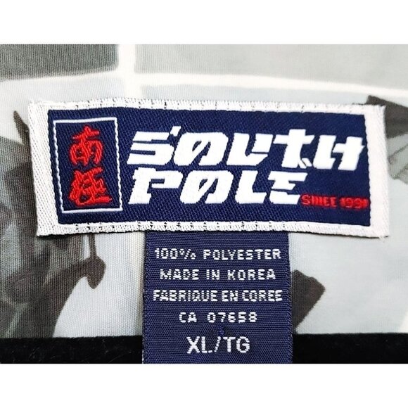 South Pole Shirt Vintage Button Up Size XL All Over Print Short Sleeve Polyester - Picture 3 of 4